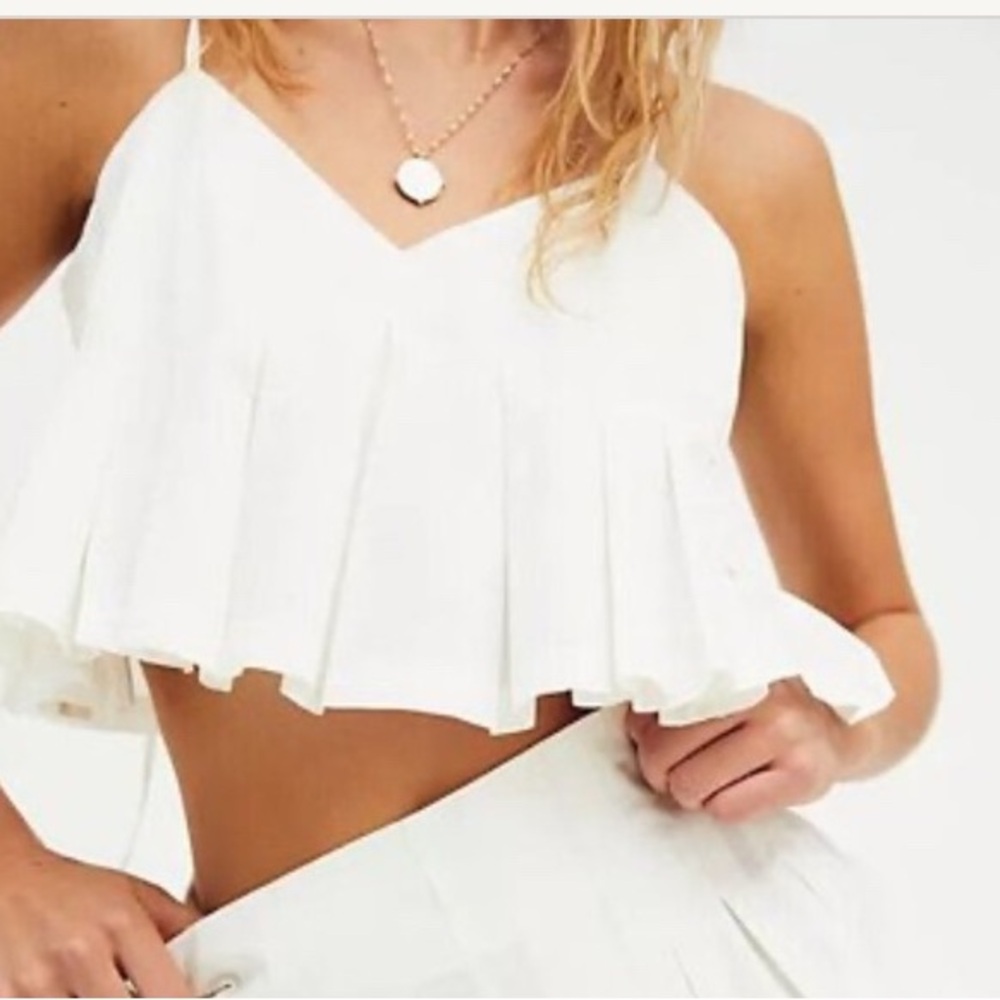 Free People Miki Pleated Tank Top Cropped XS NWOT